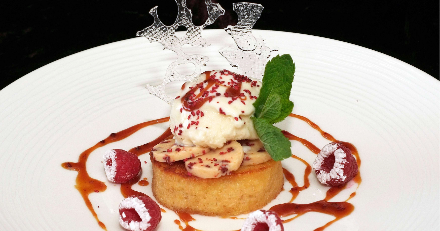 Pain perdu, crème glacée vanille et caramel, et Beurre Bordier à la Framboise