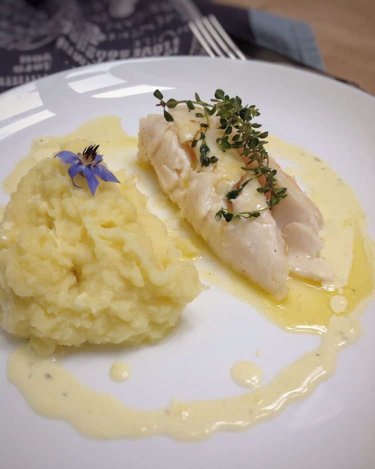 Cabillaud rôti et purée de pommes de terre au Beurre Bordier à l’Huile d’Olive Citronnée